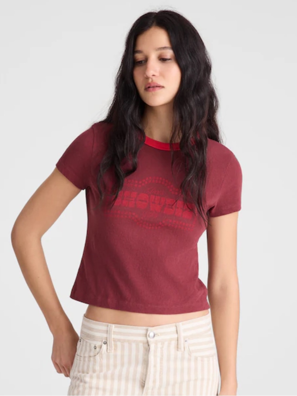 Madewell The Relaxed Baby Tee in Vintage Jersey - Dusty Merlot that’s showbiz